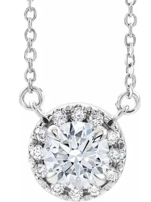 Pompeii3 1/2 Ct Lab Created Diamond Halo Necklace 14k White Gold