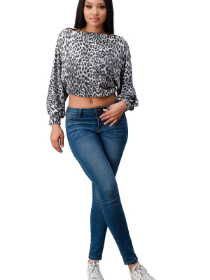 Leopard Cozy Knit Off The Shoulder Top