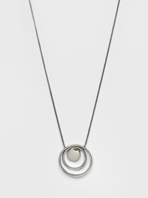 Long Circle Pendant Necklace - A New Day™ Silver