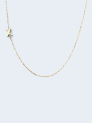 "x" Alphabet Letter Necklace In Yellow Gold