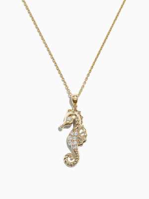 Effy Seaside 14k Yellow Gold Diamond Seahorse Pendant, 0.15 Tcw