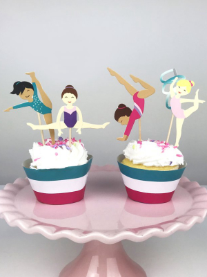 Gymnastics Cupcake Toppers & Wrappers, 12 Ct