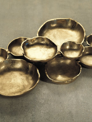 Cluster Of Nine Serving Bowls - Dark Gold