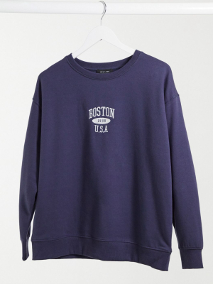 New Look Boston Sweatshirt In Navy