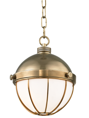 Hudson Valley Lighting Sumner Pendant - Aged Brass & Opal