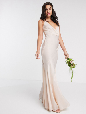 Asos Design Bridesmaid Washed Satin Cami Maxi Dress