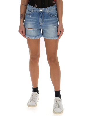 Pinko Brooklyn Logo Buckle Denim Shorts