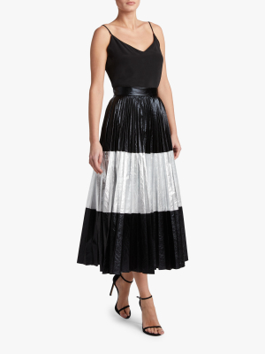 Color Block Pleated Skirt