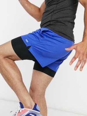 Asos 4505 Training 2-in-1 Shorts In Blue