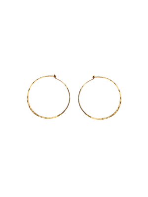 14k Small Thin Hammered Hoops