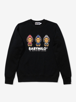 Bape Milo Shark Hoodie Print Crewneck - Black