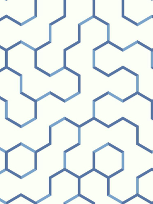 Open Geometric Peel & Stick Wallpaper In Blue By Roommates For York Wallcoverings