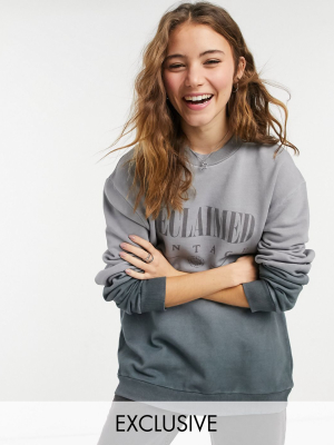 Reclaimed Vintage Inspired Unisex Sweatshirt In Ombre Gray With Front Print