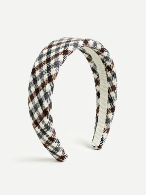 Wide Wool Headband In Check Plaid