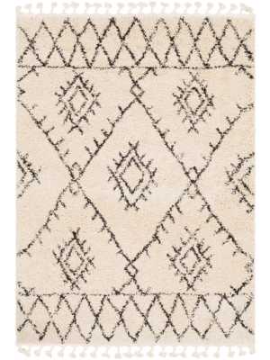 Berber Shag Rug In Charcoal & Beige