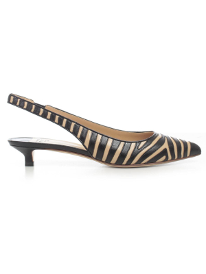 Francesco Russo Striped Slingback Pumps