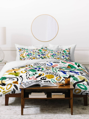 Marta Barragan Camarasa Brushstrokes Art Duvet Set - Deny Designs