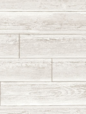 Stacked White Wood Grain Peel & Stick Wallpaper