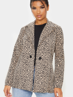 Brown Leopard Boyfriend Blazer