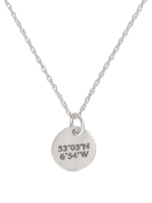 Solid White Gold Not All Who Wander Are Lost Midi Coordinates Necklace