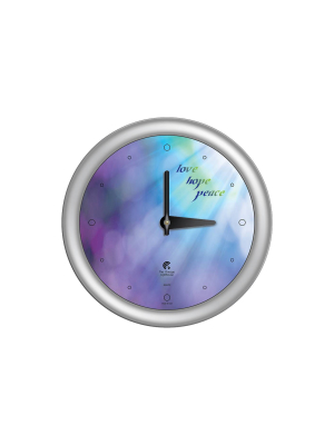 14" X 1.8" Peace Love Hope Lavender Sunlight Decorative Wall Clock Silver Frame - By Chicago Lighthouse