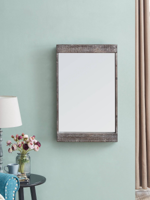 32" X 20" Rectangular Wall Mirror Distressed Wood Gray - Danya B.