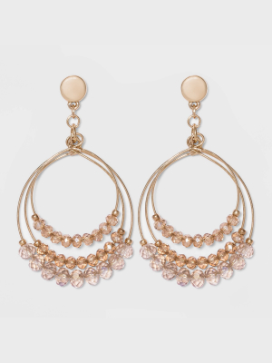 Gold With Multi Layered Rings And Glass Beaded Drop Earrings - A New Day™