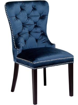 Studio 55d Euphoria Tufted Blue Velvet Dining Chair