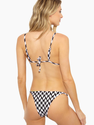 Sofi Side Strap Bikini Bottom - Black & White Geometric Print