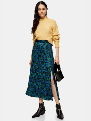 Tall Floral Crystal Print Pleated Skirt