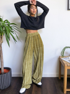 Ghospell Wide Leg Pants In Polished Velvet