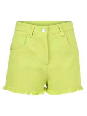 Msgm Fringed Hem Denim Shorts