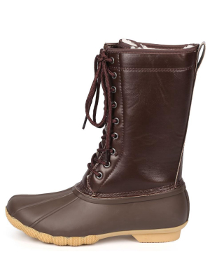 Hunter03 Brown Faux Fur Lined Lace Up Snow Boot