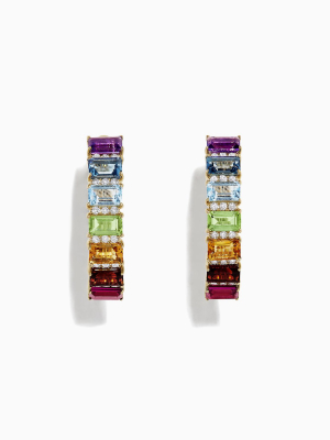 Effy Mosaic 14k Yellow Gold Multi Gemstone And Diamond Earrings, 5.51 Tcw