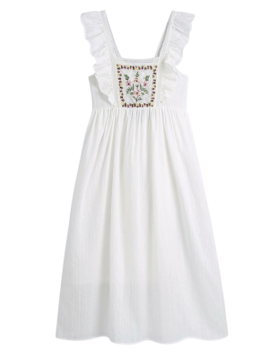 'tara' Embroidered Ruffled Sleeveless Maxi Dress