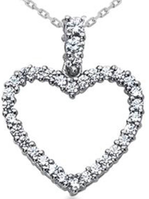 Pompeii3 1ct Diamond Heart Pendant 14k White Gold Necklace