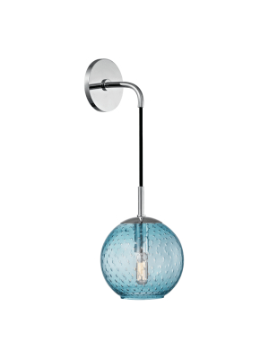 Rousseau 1 Light Wall Sconce-blue Glass Polished Chrome