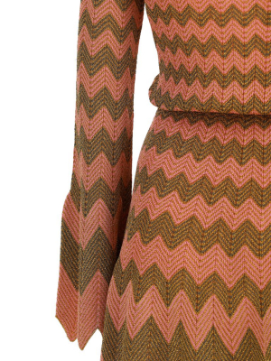 M Missoni Zig-zag Print Long-sleeved Mini Dress