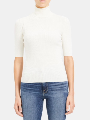 Short-sleeve Turtleneck Sweater In Regal Wool