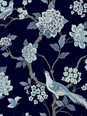 Fanciful Wallpaper In Navy From The Grandmillennial Collection By York Wallcoverings