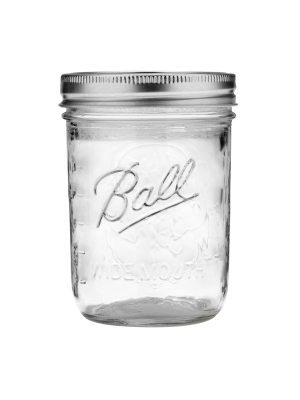 Ball 16oz 12pk Glass Wide Mouth Mason Jar With Lid And Band