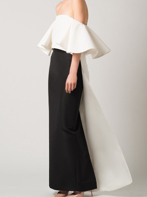 Silk Faille Off The Shoulder Cape Top