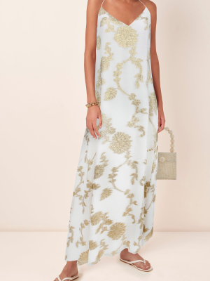 Dahlia Metallic Fil Coupé Silk Maxi Dress