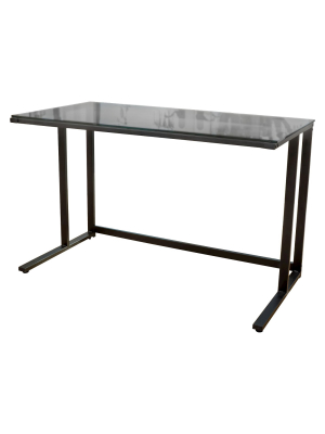 Eghan Glass Computer Desk Black - Christopher Knight Home