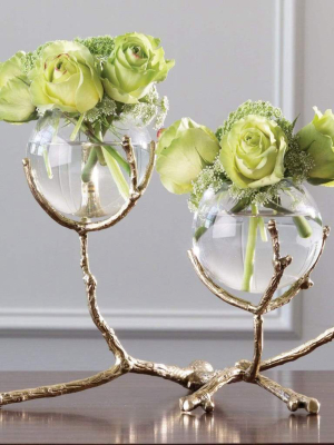 Global Views Twig 2 Vase Holder Brass