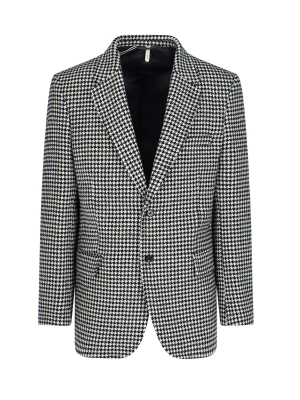 Sunflower Patterned Notched Lapel Blazer