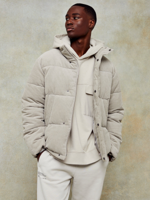 Gray Corduroy Puffer Jacket