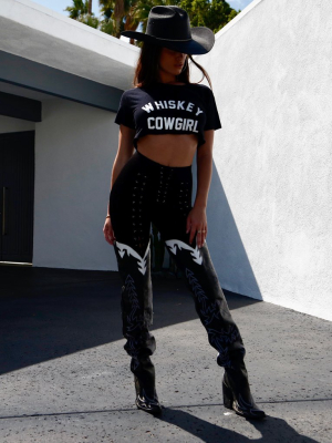 Whiskey Cowgirl [distressed Women's Crop Tee]