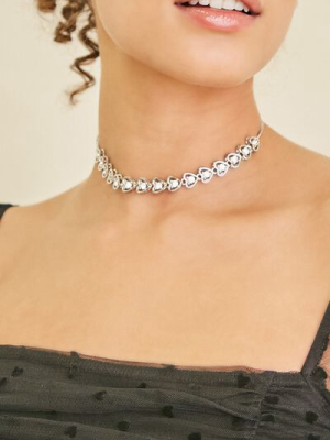 Rhinestone Heart Charm Choker