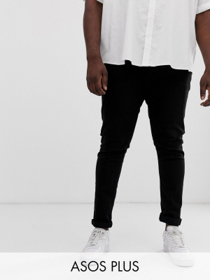 Asos Design Plus Super Skinny Jeans In Black